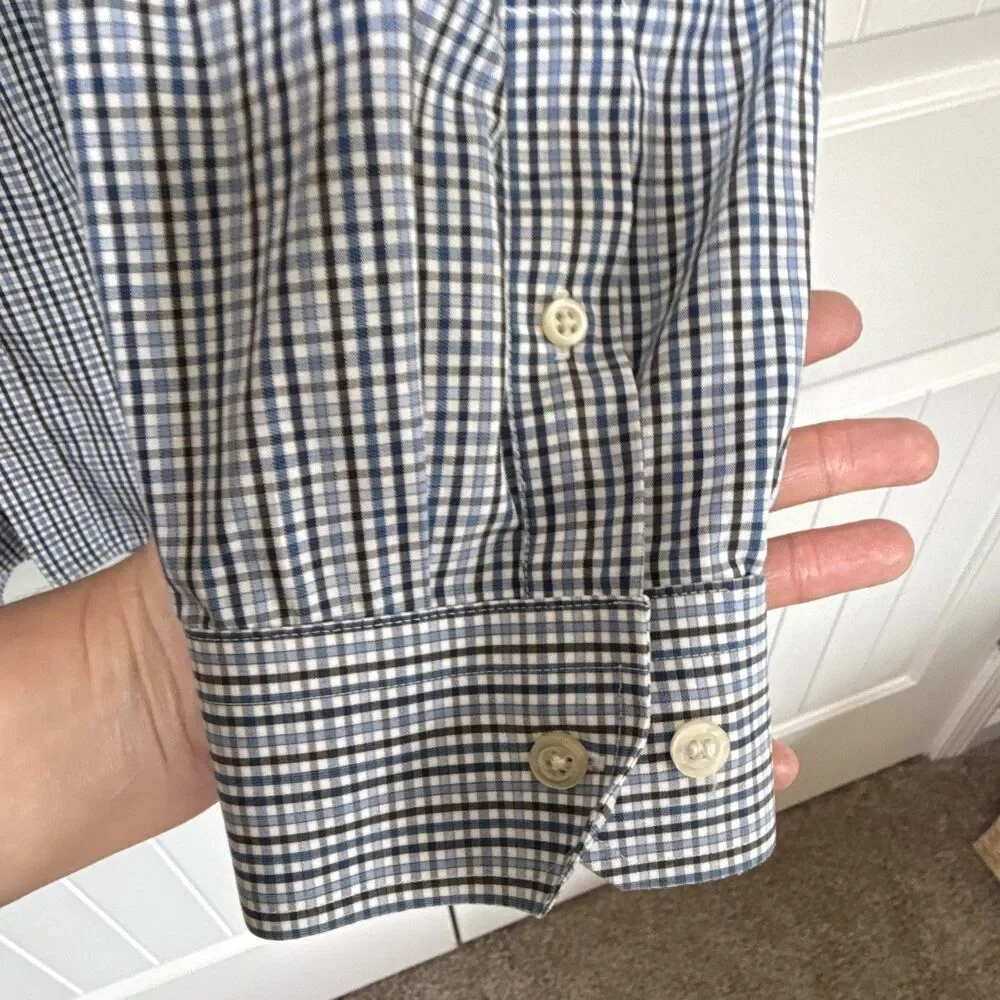 Banana Republic Non-Iron Classic Fit Blue/White Check Shirt XXL Tall